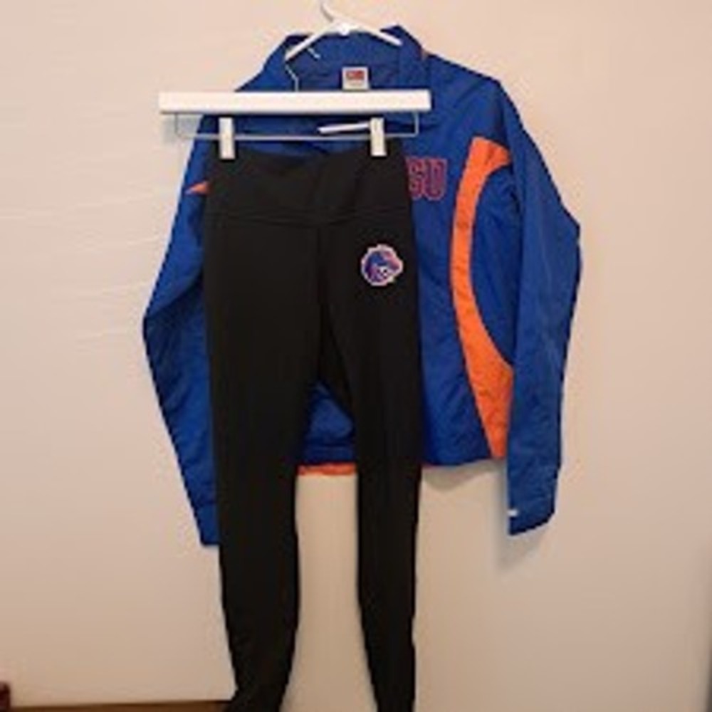 Nike Boise State Broncos BSU Jacket and Leggings Set Women Small XS Blue Black